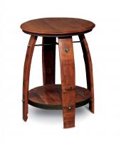 BARREL SIDE TABLE W/ SHELF